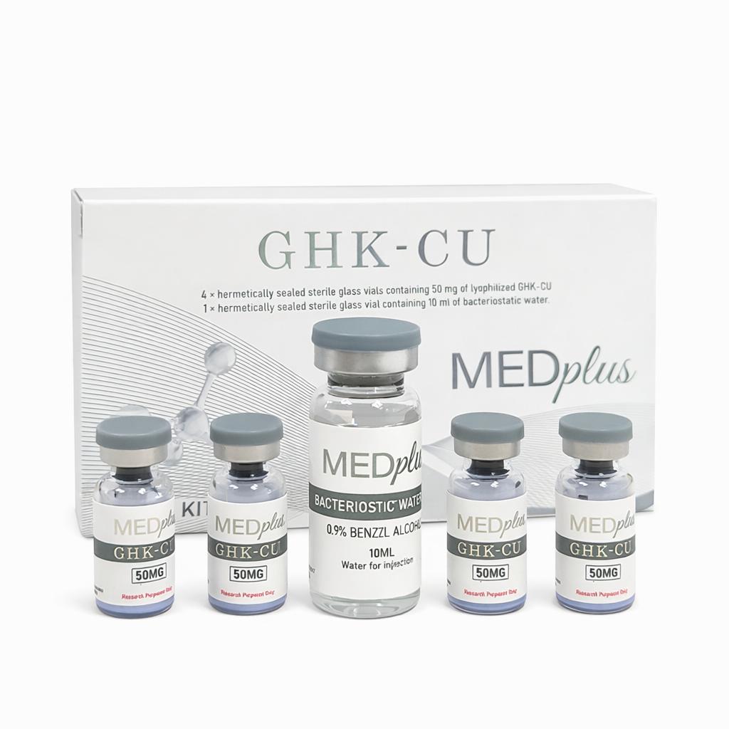 GHK-Cu — Med Plus 200mg KIT 4 ampolas de 50mg + 10ml Água Bacteriostática