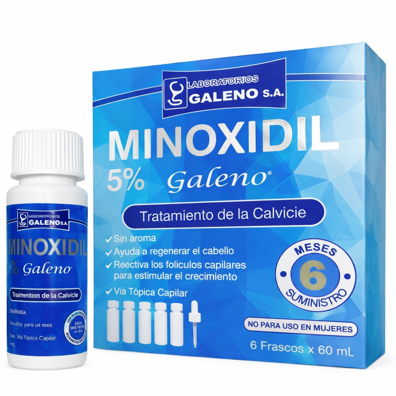 Minoxidil — Galeno 5% 6 Frascos de 60ml